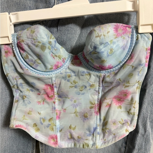 Vassarette Vintage Floral Bustier with Pastel Hues - Picture 1 of 3